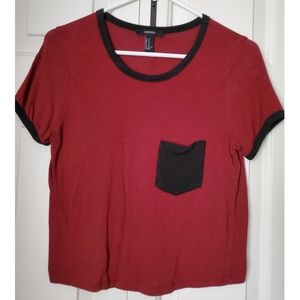 Maroon Short Sleeve Crop Top